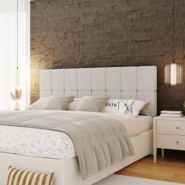 Imagem de Cabeceira King 192cm Bouclé Estofada Design Moderno para Quarto Linea Branco