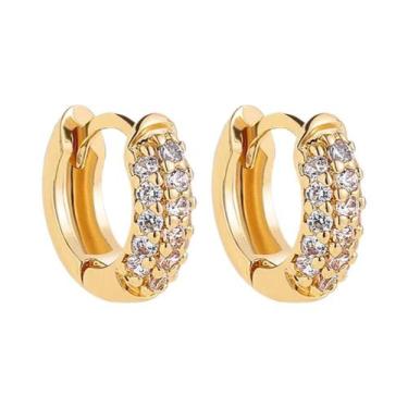 Imagem de Brincos Huggie Hoop De Zircônia Cúbica Dourada Para Mulheres, Joia De 