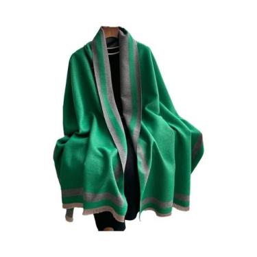 Imagem de Cachecol Feminino Quente De Caxemira Liso, Xale De Moda, Pashmina De I