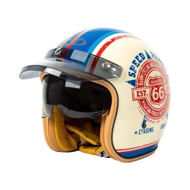 Imagem de Capacete De Motocicleta Vintage Retro 3/4 Aberto Leve Para Adultos, Ma