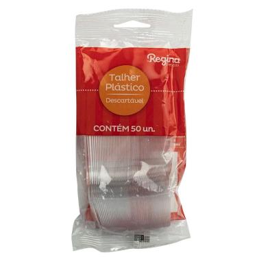 Imagem de Colher Descartável Plástica Regina Branca 50 Unidades