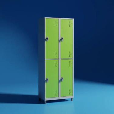 Imagem de Roupeiro Aço 4 Portas 191x85x40Cm Academia Vestiário Tranca - W3, Verd