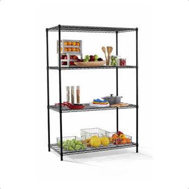 Imagem de Estante Aço Preta 4 prateleiras HD 90 x 45 x 180 cm - Duratec