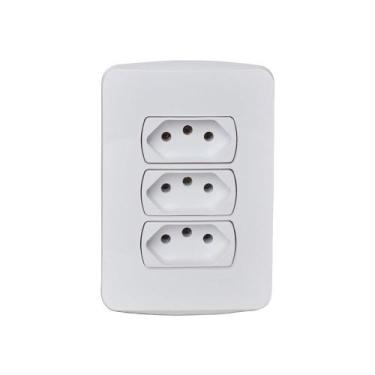 Imagem de Conj.miluz schneider 3 tomadas 2p+t 10a 250v horiz.bco - Steck