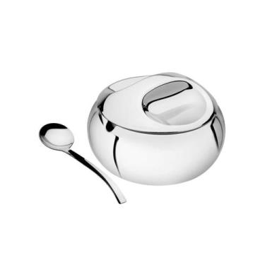 Imagem de Açucareiro com colher em aço inox 9cm - Tramontina - Tramontina Inox, 