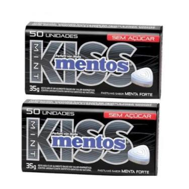 Imagem de Kit 2 Pastilha Mentos Kiss Menta Forte Sem Açúcar