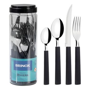 Imagem de Faqueiro Riviera Em Aço Inox 24 Peças Brinox, Preto