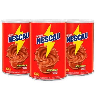 Imagem de Achocolatado em Pó Nescau Cilindro 670g Kit 3 Unidades
