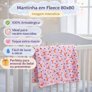 Imagem de Manta Mantinha Bebê Antialérgico Macia Infantil Fleece Estampado 80x80