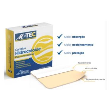 Imagem de Curativo Hidrocolóide Plus com Espuma 10cm x 10cm Missner  10 Unidades