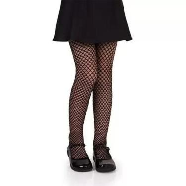 Imagem de Meia Calça Infatil Arrastão Selene Preta Feminina, G, Preto
