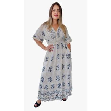 Imagem de Vestido Longo Indiano Linha Luxo Boho Chic C/ Forro-cod.103 - Aleci Fa