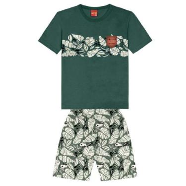 Imagem de camiseta em m/malha e bermuda em moletom s/felpa - Kyly, Verde bambu, 