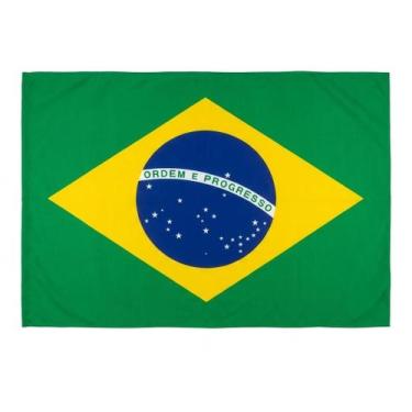 Imagem de Bandeira Brasil Tecido Com Haste Branca 60x90 Nacional - Senhor Preço
