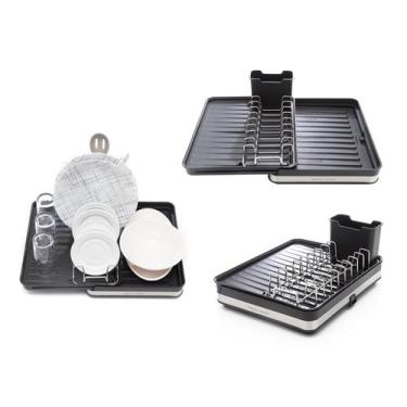 Imagem de Escorredor de Louça Calha Úmida Duetto 36,5x51x18cm em Aço Inox com Ba