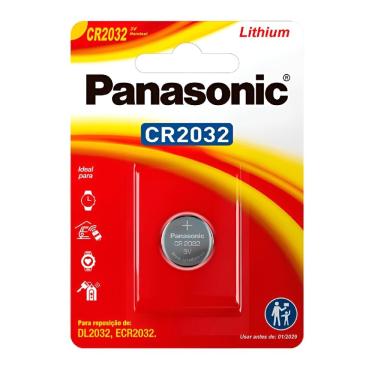 Imagem de Bateria de Lítio CR2032 3V Panasonic - Unidade - para placa mãe, alarmes e relógios - CR2032/1TB