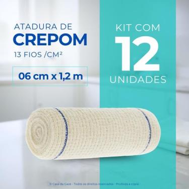 Imagem de Atadura Crepom Faixa Bandagem Elástica 06cmx1.2m Kit 12 Un - Casa da G