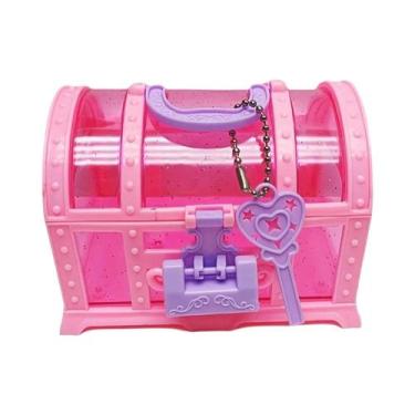 Imagem de Caixa De Maquiagem Rosa E Roxa Para Meninas, Baú De Brinquedo De Plást