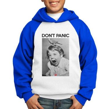 Imagem de Moletom Infantil Não entre em pânico - Foca na Moda, Branco, Azul, 4