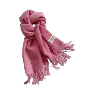 Imagem de Cachecol De Cashmere Dupla Face Quente Com Franjas Em Diferentes Cores