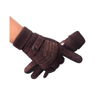Imagem de Luvas De Couro Para Homens Com Tela Sensível Ao Toque Para O Inverno, 
