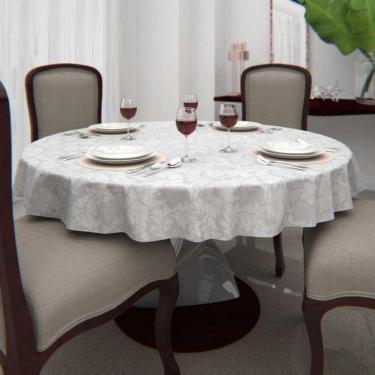 Imagem de Toalha De Mesa Jacquard Branca Redonda 1,40 De Diâmetro