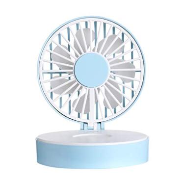 Imagem de HiXB Ventilador de mesa USB Desktop Ventilador silencioso Portátil com cordão Espelho 3 Velocidades de ajuste de modo, Azul