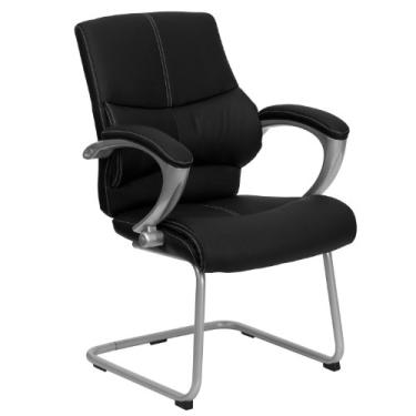 Imagem de Flash Furniture Cadeira lateral de couro preto