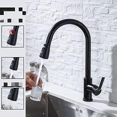 Imagem de Torneira de cozinha preta torneira de cozinha pull out pia de cozinha misturadora de níquel escovado córrego pulverizador cabeça cromo cozinha torneira de água, 04043PBWM estrela preto, China