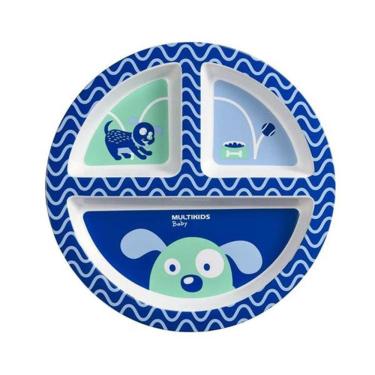Imagem de Prato Infantil Bebê Com Divisórias Azul Multikids Baby