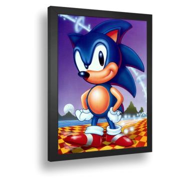 Quadro decorativo emoldurado Gamer Sonic Personagem jogo Antigo para quarto  sala em Promoção na Americanas