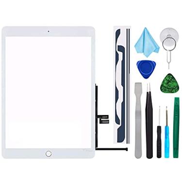 Imagem de Kit de reparo de digitalizador de tela sensível ao toque T Phael para iPad 10,2" 2019 iPad 7 7ª geração A2197 A2198 A2200 substituição de vidro frontal + ferramentas, White(with button)