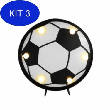Imagem de Kit 3 Luminária Led Abajur Bola De Futebol Times Mesa Ou Parede - Loja