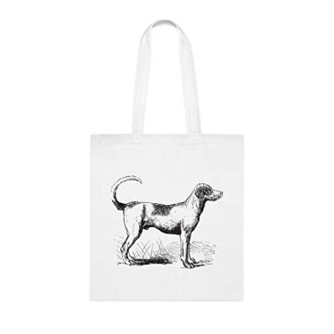 Imagem de Foxhound Bolsa vintage com gravação, presente divertido, bolsa de ombro, bolsas reutilizáveis, ideia de presente de cesta de Natal de aniversário, Branco