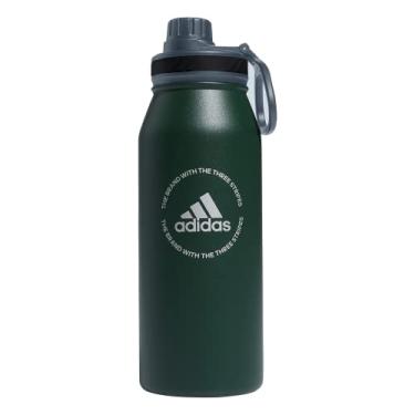Imagem de adidas Garrafa de água de metal de 1 litro, isolamento térmico de parede dupla quente/fria 18/8 aço inoxidável, Óxido verde/cinza onix/prata metálico, tamanho nico