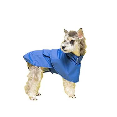 Imagem de Casaco de chuva com capuz de cachorro de verão poncho impermeável bonito design de sapo jaqueta de chuva ao ar livre com trela furo bolso embalável roupas para animais de estimação, azul, P (peito: 38cm)