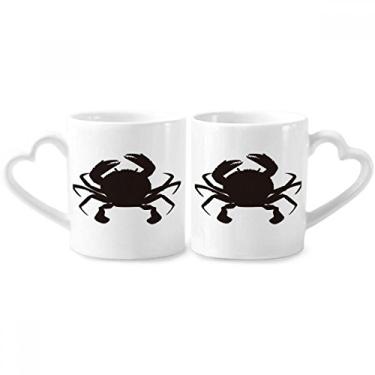 Imagem de Conjunto de canecas de porcelana para casais, organismo marinho, padrão de caranguejo, coração de cerâmica