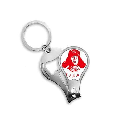 Imagem de Lei Feng Serve People Red China cortador de unhas abridor chaveiro tesoura