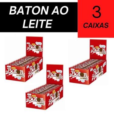 Imagem de Caixa Chocolate Baton Ao Leite Garoto - 3Un