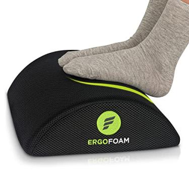 Imagem de ErgoFoam Descanso para os pés para embaixo da mesa no trabalho – Apoio para os pés sob a mesa – Descanso de pé de mesa para dor na lombar, nas costas e no joelho – Banqueta ergonômica