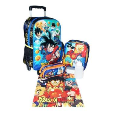 Imagem de Kit Mochila Dragon Ball Z Goku Rodinhas Lancheira Estojo G - Clio