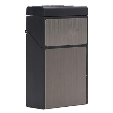 Imagem de Cigarreira, Porta Maço de Cigarros Isqueiro Anti-pressão Carga Usb para Mulheres para Uso Diário para Homens (preto escovado)