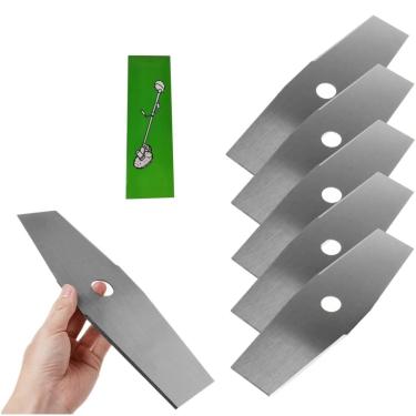 Imagem de 5 Facas Lâmina Roçadeira 2 Pontas 300mm Furo 1pol 25,4mm 2mm