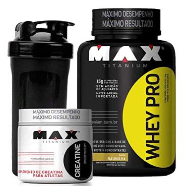 Imagem de Aumento do volume muscular Força Explosão - Whey Pro 1kg Creatina 100g Coqueteleira - Max Titanium