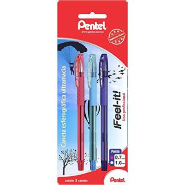 Imagem de Caneta Esferográfica Feel It Pentel 0.7Mm 3 cores Violeta, Azul e Rosa