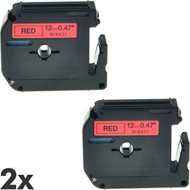Imagem de 2x Fita Mk 431 Compativel P/Rotulador BROTHER 12mm Vermelho