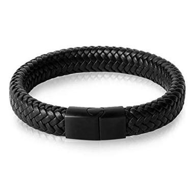 Imagem de Pulseira Masculina Bracelete de Couro Genuino Com Fecho de Aço