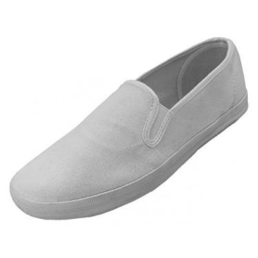 Imagem de LF Wear tênis masculino de lona sem cadarço, Branco, 12