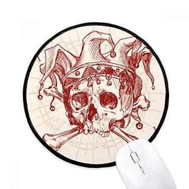 Imagem de Coringa Coringa Coroa Vermelha Esqueleto Padrão Cartão Mouse Pad Desktop Escritório Tapete Redondo para Computador