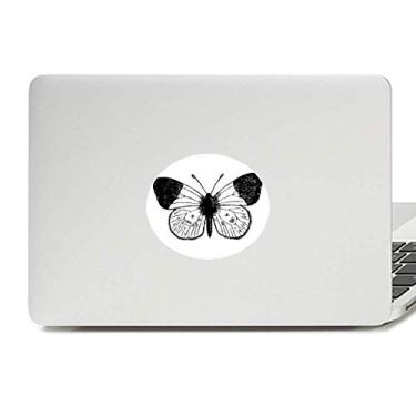 Imagem de Adesivo de vinil com emblema de borboleta, asas brancas, decalque para notebook